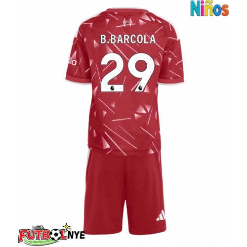 Camiseta Liverpool Bradley Barcola #29 Primera Equipación para niños 2026-27 manga corta (+ pantalones cortos)